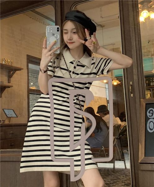 party dresses dress retro 2021 summer niche casual thin collar straight striped knitted short sleeve, White;black
party dresses dress retro 2021 summer niche casual thin collar straight striped knitted short sleeve, White;black