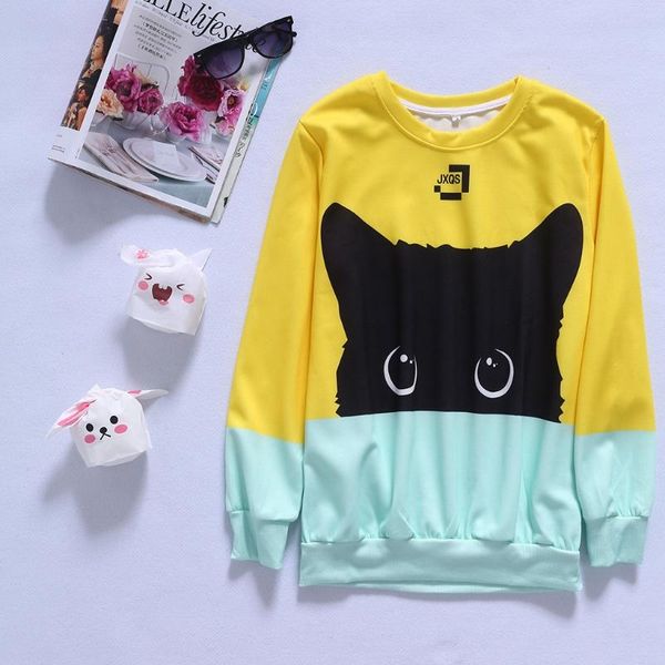 women's hoodies & sweatshirts klv harajuku hit color yellow blue cat fashion men women sweatshirt space cotton kawaii cartoon pullover, Black
women's hoodies & sweatshirts klv harajuku hit color yellow blue cat fashion men women sweatshirt space cotton kawaii cartoon pullover, Black