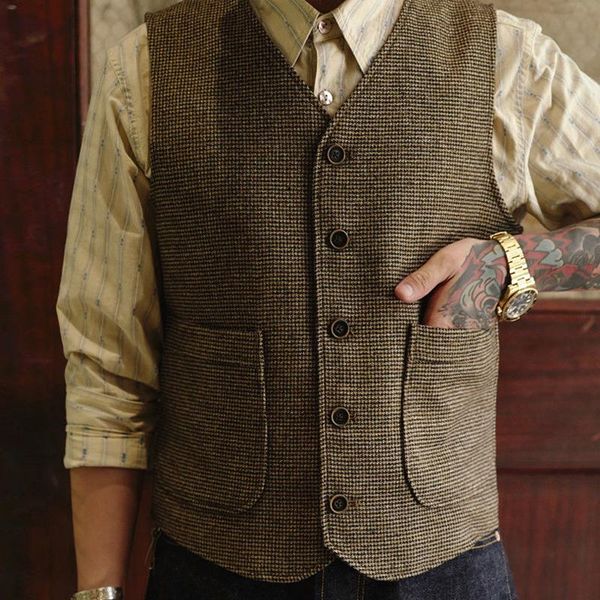 men's vests vest wool v-neck vintage waistcoat coffee houndstooth boutique jacket casual groosmen groom wear men clothing, Black;white
men's vests vest wool v-neck vintage waistcoat coffee houndstooth boutique jacket casual groosmen groom wear men clothing, Black;white