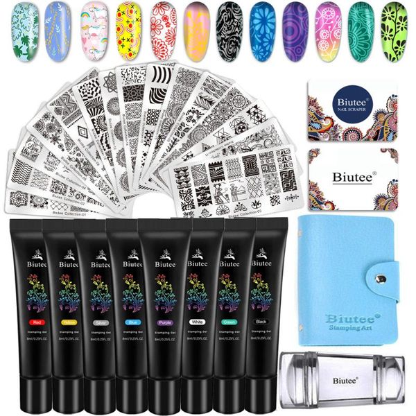 nail art kits biutee 19pc stamping plates set 8 color gel kit 15 polish uv ge with white black colors 2021 
nail art kits biutee 19pc stamping plates set 8 color gel kit 15 polish uv ge with white black colors 2021