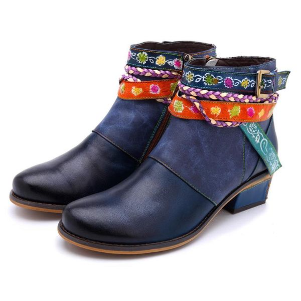boots cowboy belt comfortable ankle manual genuine leather, Black