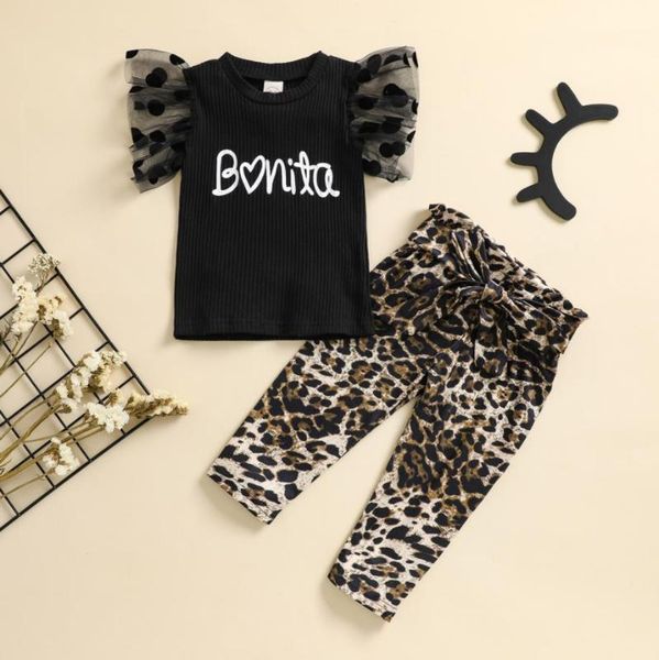 clothing sets 2pcs kids baby girls summer tracksuit letters print ruffles sleeve knitted t-shirt leopard casual pants, White
clothing sets 2pcs kids baby girls summer tracksuit letters print ruffles sleeve knitted t-shirt leopard casual pants, White