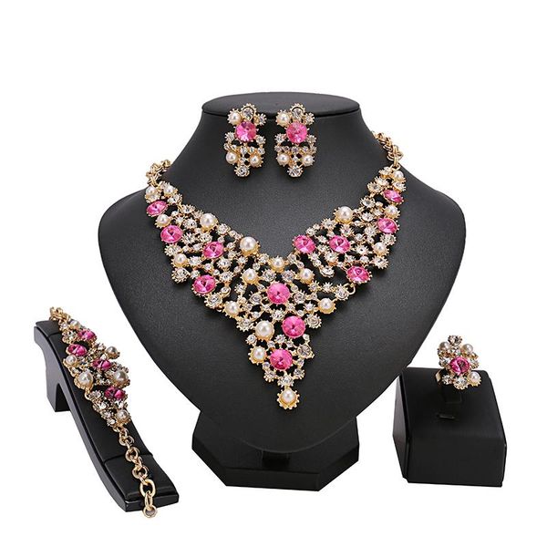 earrings & necklace pink beads jewelry sets for women african set gold color ethiopian dubai bridal vintage wedding costume, Silver
earrings & necklace pink beads jewelry sets for women african set gold color ethiopian dubai bridal vintage wedding costume, Silver