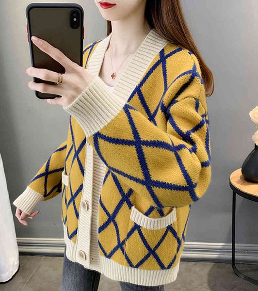 women's sweaters saleqi vintage woman's sweater cardigan autumn v neck plaid jacket female loose long sleeve mesh 09hw, White;black
women's sweaters saleqi vintage woman's sweater cardigan autumn v neck plaid jacket female loose long sleeve mesh 09hw, White;black