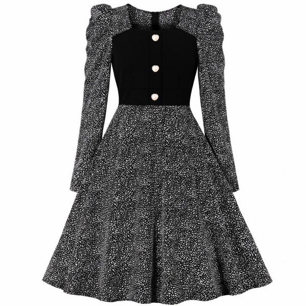 casual dresses women's 2021 autumn and winter dress round neck puff sleeve stitching chiffon printing retro girly temperament, Black;gray
casual dresses women's 2021 autumn and winter dress round neck puff sleeve stitching chiffon printing retro girly temperament, Black;gray