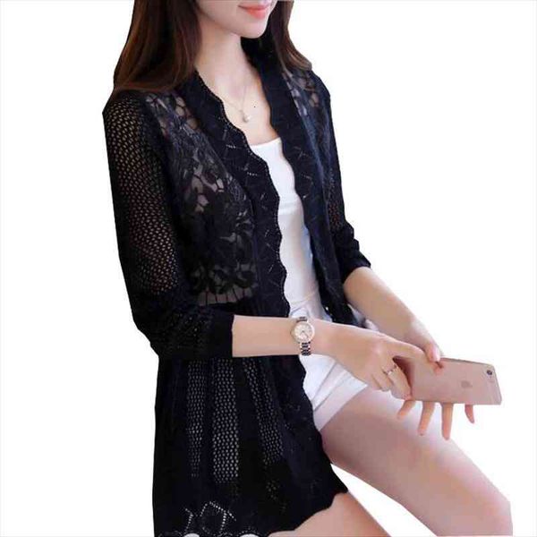 female spring and autumn lace cutout thin sweater cardigan cape outerwear medium-long zy3132, White;black
female spring and autumn lace cutout thin sweater cardigan cape outerwear medium-long zy3132, White;black