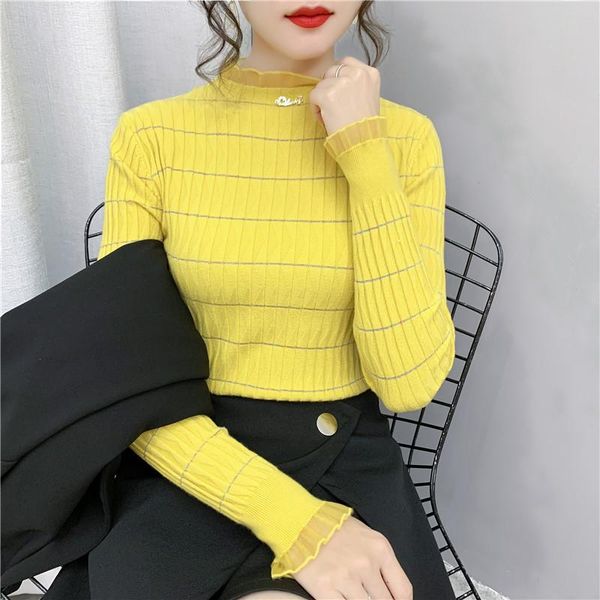 casual striped sweater women ruffled collar basic all match pullover long sleeve soft thin autumn winter lady jumper women's sweaters, White;black
casual striped sweater women ruffled collar basic all match pullover long sleeve soft thin autumn winter lady jumper women's sweaters, White;black