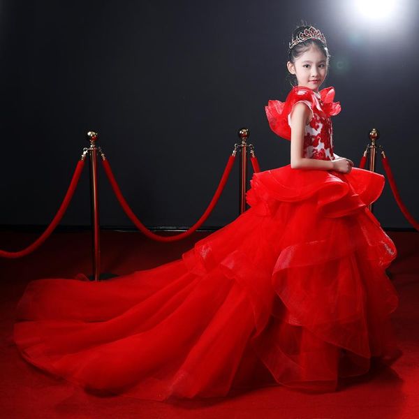 girl's dresses luxury princess girls dress long trailing emboridery ball gown birthday party catwalk performance jf487, Red;yellow
girl's dresses luxury princess girls dress long trailing emboridery ball gown birthday party catwalk performance jf487, Red;yellow