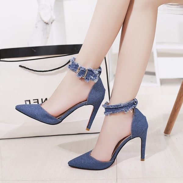 dress shoes spring/summer korean edition fashion with denim wool edge, single shoes, high heels, hollow pointed toes, women's sandals, Black
dress shoes spring/summer korean edition fashion with denim wool edge, single shoes, high heels, hollow pointed toes, women's sandals, Black