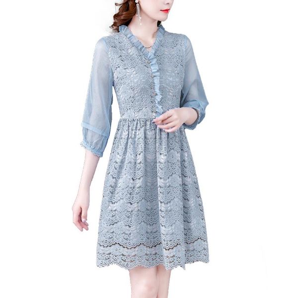 casual dresses 2021 spring summer women elegant party dress chiffon patchwork light blue lace, Black;gray
casual dresses 2021 spring summer women elegant party dress chiffon patchwork light blue lace, Black;gray
