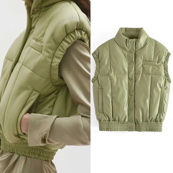 za streetwear autumn winter warm veste women sleeveless jacket korean fashion green short cardigan vest parka coat 210709, Black;white
za streetwear autumn winter warm veste women sleeveless jacket korean fashion green short cardigan vest parka coat 210709, Black;white