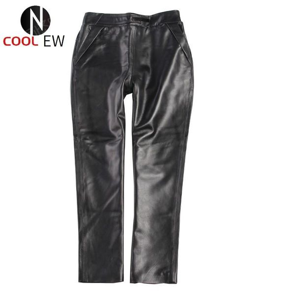 women's pants & capris women black genuine leather real lambskin elastic waist pencil trousers ankle length office lady pantalon femme, Black;white
women's pants & capris women black genuine leather real lambskin elastic waist pencil trousers ankle length office lady pantalon femme, Black;white