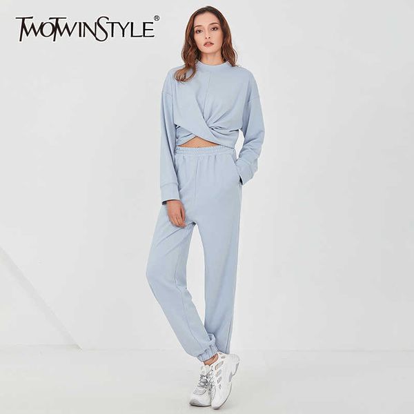 twotyle casual two piece set for women o neck long sleeve cross ruched high waist wide leg pants loose sets female 210930, White
twotyle casual two piece set for women o neck long sleeve cross ruched high waist wide leg pants loose sets female 210930, White