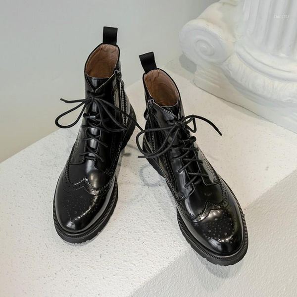 boots mljuese 2021 women ankle cow leather brogue style lace up round toe winter short plush low heels riding1, Black
boots mljuese 2021 women ankle cow leather brogue style lace up round toe winter short plush low heels riding1, Black