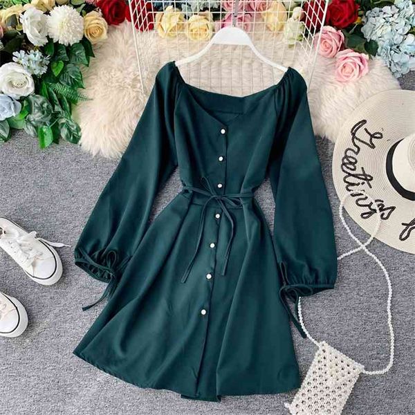 korean chic retro v-collar single-row buckle high waist long sleeve a-line casual dress women solid color vestidos j508 210527, Black;gray
korean chic retro v-collar single-row buckle high waist long sleeve a-line casual dress women solid color vestidos j508 210527, Black;gray