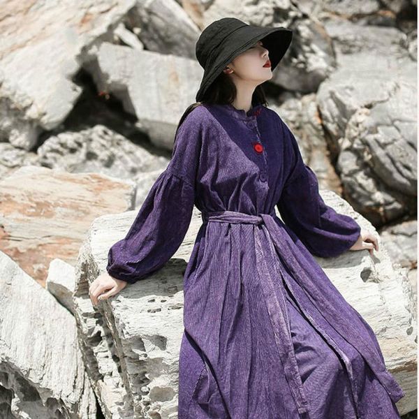 casual dresses retro ethnic style thickened corduroy embroidered long dress fashion stand collar single breasted stitching belt, Black;gray
casual dresses retro ethnic style thickened corduroy embroidered long dress fashion stand collar single breasted stitching belt, Black;gray