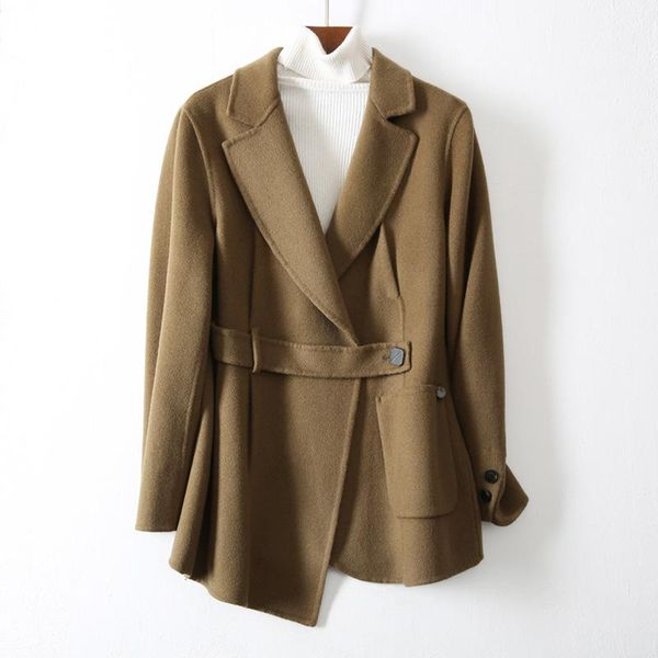 women's wool & blends shuchan korean coats women polyester office lady criss-cross single button slim fashion design jacket fall clothe, Black
women's wool & blends shuchan korean coats women polyester office lady criss-cross single button slim fashion design jacket fall clothe, Black
