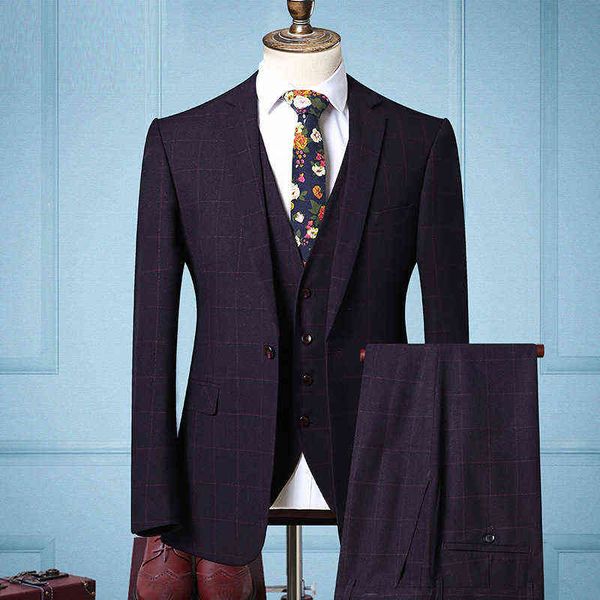 luxury men's suits blazers suit busins three piece slim groom's wedding english plaid men's suit, White;black
luxury men's suits blazers suit busins three piece slim groom's wedding english plaid men's suit, White;black