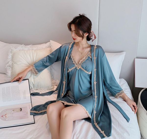 women's sleepwear kimono robe set women nighty bathrobe gown nightwear satin lace summer casual chest pads sleep suit 5l7j, Black;red
women's sleepwear kimono robe set women nighty bathrobe gown nightwear satin lace summer casual chest pads sleep suit 5l7j, Black;red
