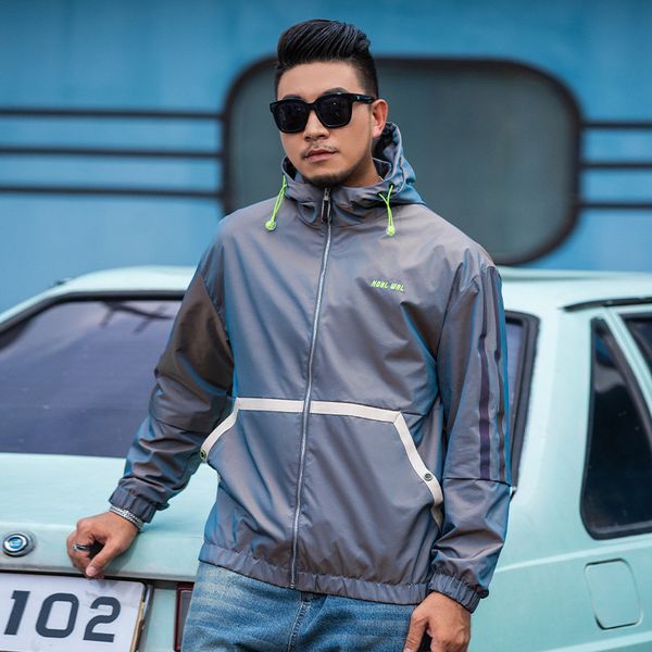 men's plus size outerwear spring and autumn big reflective coat loose fat overd jaet
men's plus size outerwear spring and autumn big reflective coat loose fat overd jaet