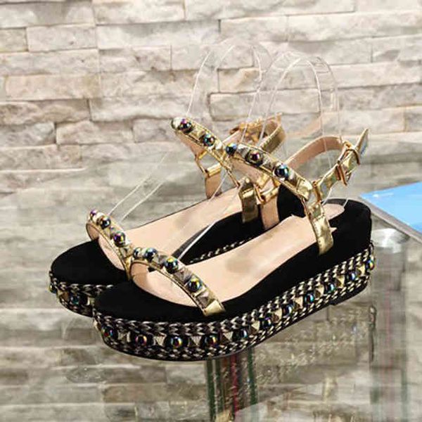 women high summer heels sandals studded wedge slides red bottom wedged sandal womens fashion slippers ladies gladiator slipper shoes, Black
women high summer heels sandals studded wedge slides red bottom wedged sandal womens fashion slippers ladies gladiator slipper shoes, Black