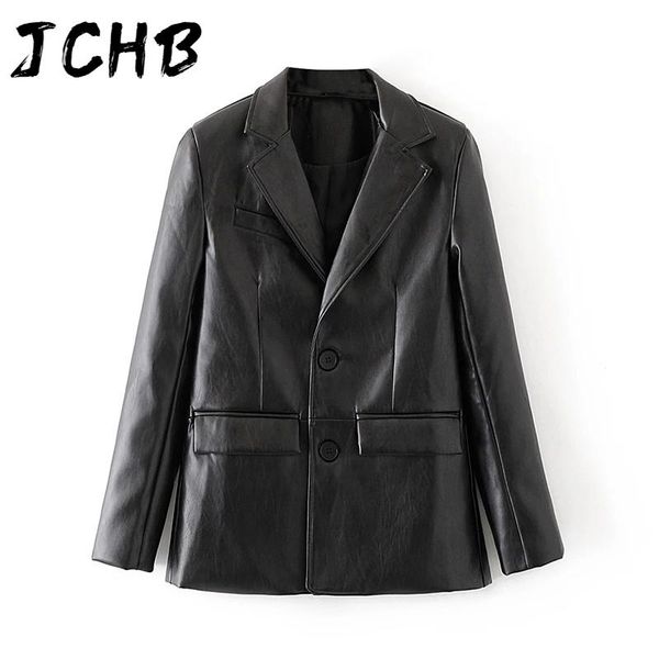 women streetwear black pu faux leather blazer coat 2021 notched collar single breasted jacket long sleeve outerwear women's suits & bl, White;black
women streetwear black pu faux leather blazer coat 2021 notched collar single breasted jacket long sleeve outerwear women's suits & bl, White;black