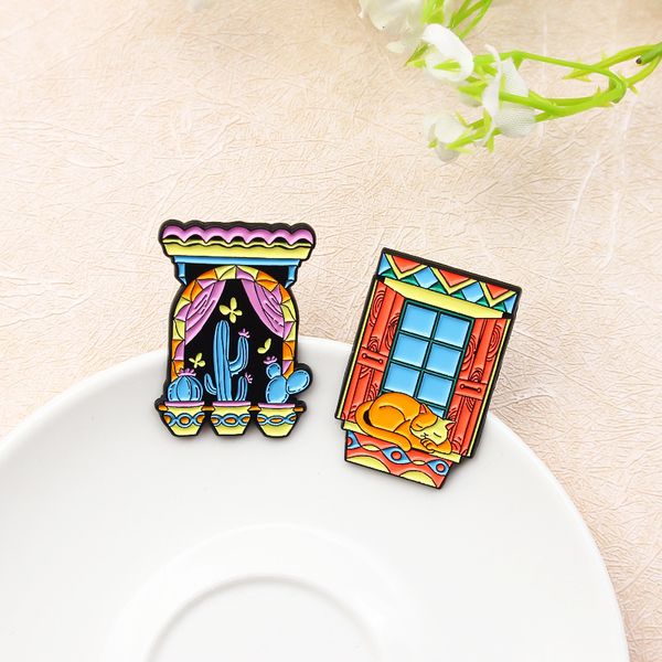 fashionable and creative window sills under the night sky cactus cute lazy cat trend alloy brooch jewelry pin badges, Blue
fashionable and creative window sills under the night sky cactus cute lazy cat trend alloy brooch jewelry pin badges, Blue