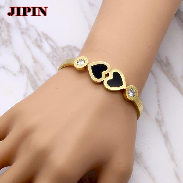 bangle pulseira classic luxury gold color bracelets & bangles wholesale fine jewelry double peach love heart bracelet female b01267, Black
bangle pulseira classic luxury gold color bracelets & bangles wholesale fine jewelry double peach love heart bracelet female b01267, Black
