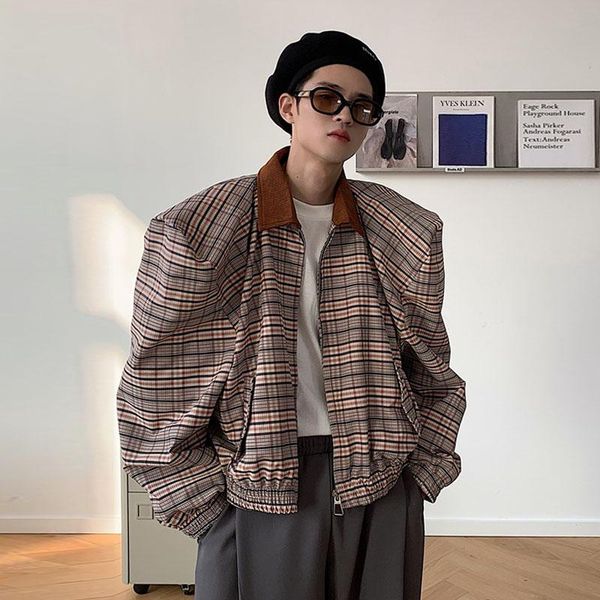 men's jackets oversize jacket men and women streetwear vintage fashion wide shoulder loose plaid male coat short style, Black;brown
men's jackets oversize jacket men and women streetwear vintage fashion wide shoulder loose plaid male coat short style, Black;brown