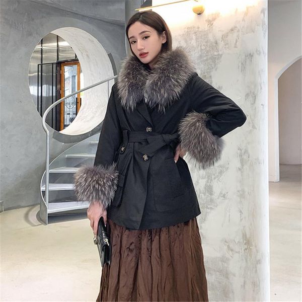 women's fur & faux 2021 winter coat big collar trench style parkas lace up medium length liner overcoat, Black
women's fur & faux 2021 winter coat big collar trench style parkas lace up medium length liner overcoat, Black