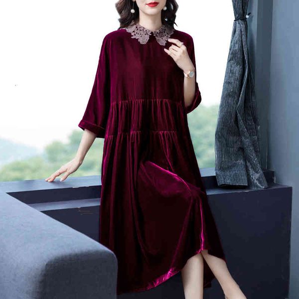 Female 3/4 quaters elegant sleeve velvet dress casual to-neck ladies dressed vintage, Black;gray
Female 3/4 quaters elegant sleeve velvet dress casual to-neck ladies dressed vintage, Black;gray