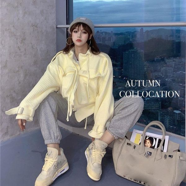 women's jackets double-layer thick short coat autumn and winter wild 2021 korean version of bf long-sleeved loose small top, Black;brown
women's jackets double-layer thick short coat autumn and winter wild 2021 korean version of bf long-sleeved loose small top, Black;brown