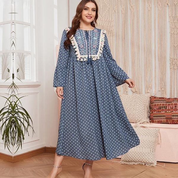 ethnic clothing 2021 muslim large-size women's long-sleeved fashion polka dot print tassel embroidery stitching pleated large skirt, Red
ethnic clothing 2021 muslim large-size women's long-sleeved fashion polka dot print tassel embroidery stitching pleated large skirt, Red