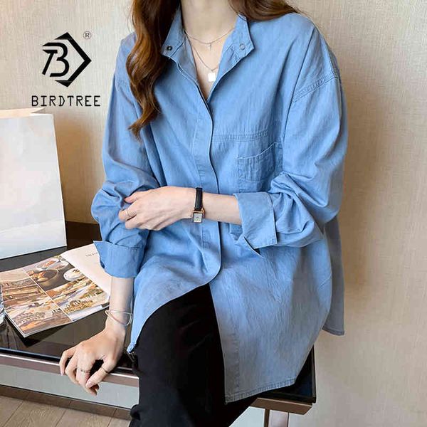 spring new women vintage denim blue shirt jacket autumn office lady full sleeve outwear loose casual stylish girl t0n322t 210430, Black;brown
spring new women vintage denim blue shirt jacket autumn office lady full sleeve outwear loose casual stylish girl t0n322t 210430, Black;brown