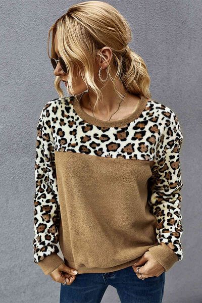 hoodies o neck fleece leopard stitching casual long sleeve elastic cuffs warm hoodies winter fashion women pullover, Black
hoodies o neck fleece leopard stitching casual long sleeve elastic cuffs warm hoodies winter fashion women pullover, Black