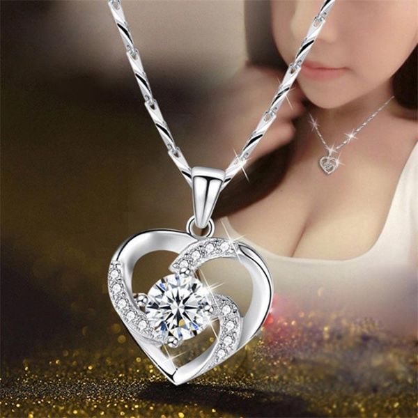 pendant necklaces luxury clear crystal heart necklace for women aesthetic women's neck chain female wedding jewelry accessories gifts w, Silver
pendant necklaces luxury clear crystal heart necklace for women aesthetic women's neck chain female wedding jewelry accessories gifts w, Silver