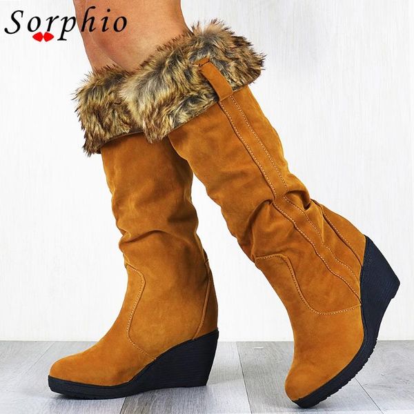 boots sorphio winter thick fur mid calf buckle wedges flock women round toe warm comfy shoes woman, Black
boots sorphio winter thick fur mid calf buckle wedges flock women round toe warm comfy shoes woman, Black