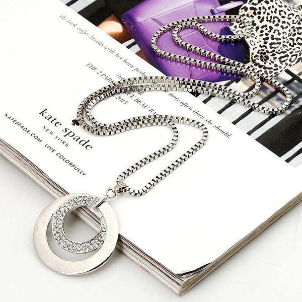 pendant necklaces arrival long chain women korean fashion crystal rhinestone silver plated necklace gift collares de moda 2021
pendant necklaces arrival long chain women korean fashion crystal rhinestone silver plated necklace gift collares de moda 2021