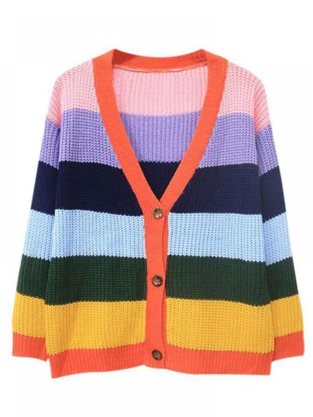 women's jackets autumn and winter large size stripe stitching three-button casual loose cardigan sweater orange, Black;brown
women's jackets autumn and winter large size stripe stitching three-button casual loose cardigan sweater orange, Black;brown