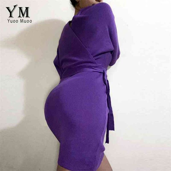 yuoomuoo autumn winter women knitted sweater dress korean long batwing sleeve v neck elegant dress ladies bandage dress 210630, Black;gray
yuoomuoo autumn winter women knitted sweater dress korean long batwing sleeve v neck elegant dress ladies bandage dress 210630, Black;gray