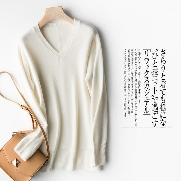 women's sweaters lhzsyy 2021 autumn winter v-neck 100%pure wool sweater large size thicken wild fashion cashmere knit pullover blouse, White;black
women's sweaters lhzsyy 2021 autumn winter v-neck 100%pure wool sweater large size thicken wild fashion cashmere knit pullover blouse, White;black