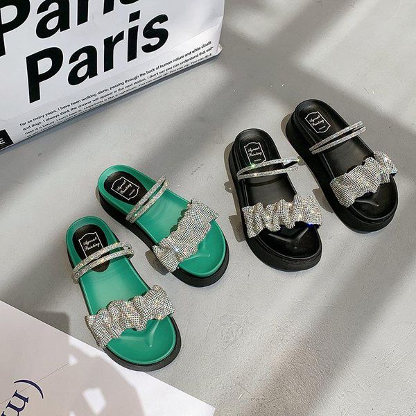 slippers house platform shoes slipers women slides med fashion jelly flip flops 2021 luxury glitter flat pu crystal rubber, Black 
slippers house platform shoes slipers women slides med fashion jelly flip flops 2021 luxury glitter flat pu crystal rubber, Black
