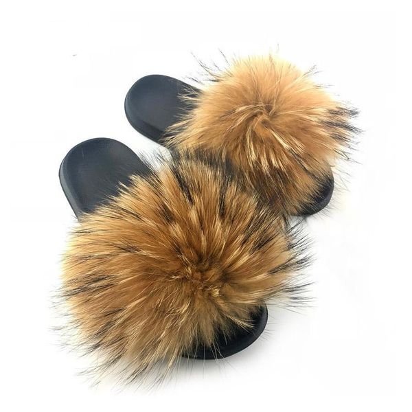 slippers fashion raccoon fur summer women's plush flip flops flat fluffy sandals dropshopping female slides, Black
slippers fashion raccoon fur summer women's plush flip flops flat fluffy sandals dropshopping female slides, Black