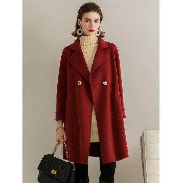 women's wool & blends elegant long coat solid wine sleeve chic outerwear ladies double sided cashmere overcoat autumn winter 2021, Black
women's wool & blends elegant long coat solid wine sleeve chic outerwear ladies double sided cashmere overcoat autumn winter 2021, Black