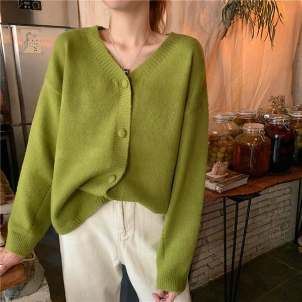 women's knits & tees green soft cardigan women autumn 2021 female korean loose slim sweater waxy long-sleeved knitted jacket, White
women's knits & tees green soft cardigan women autumn 2021 female korean loose slim sweater waxy long-sleeved knitted jacket, White