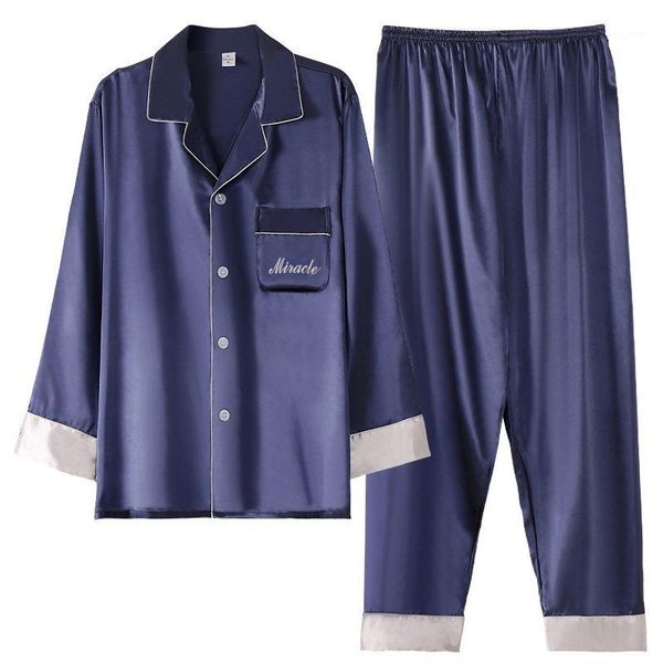 men's sleepwear pajamas for men pijama set comfortable long sleeve silk sleep wear mens lounge, Black;brown
men's sleepwear pajamas for men pijama set comfortable long sleeve silk sleep wear mens lounge, Black;brown