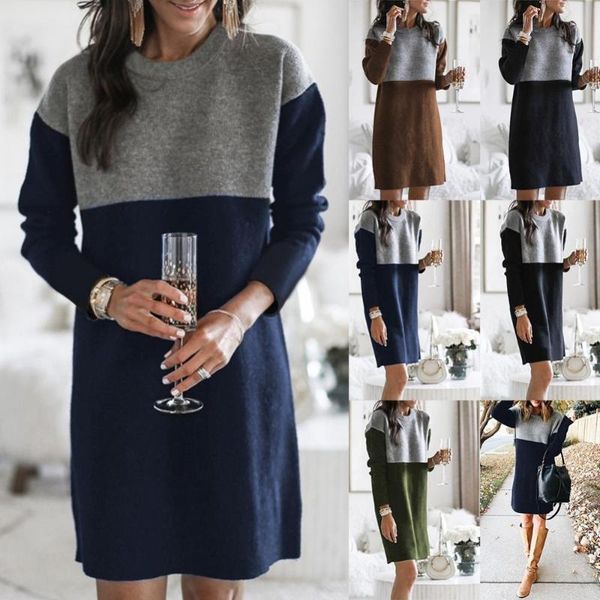 casual dresses women autumn long sleeve patchwork color block loose knee-length dress, Black;gray
casual dresses women autumn long sleeve patchwork color block loose knee-length dress, Black;gray