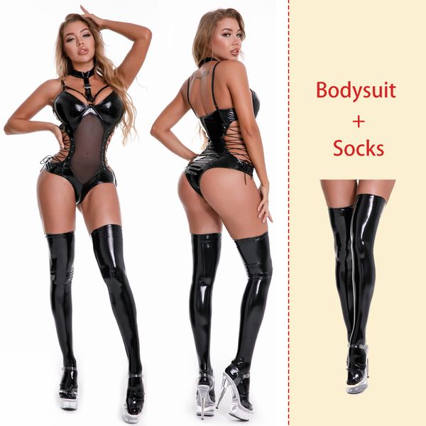 erotic faux pu leather bodysuit women transparent lace lingerie mistress latex catsuit fetish bondage teddies costumebodysuit shapewear, Black;white
erotic faux pu leather bodysuit women transparent lace lingerie mistress latex catsuit fetish bondage teddies costumebodysuit shapewear, Black;white