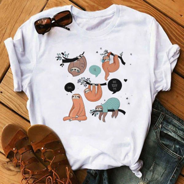 women's t-shirt size s-3xl tshirt cartoon sloth printed tshirts women modal o neck short sleeve tees summer soft, White
women's t-shirt size s-3xl tshirt cartoon sloth printed tshirts women modal o neck short sleeve tees summer soft, White