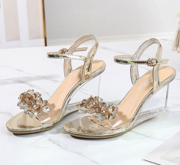 size 34 to 43 shiny gold sier rhinestone wee sandals transparent clear heels with crystal flower designer slides, Black
size 34 to 43 shiny gold sier rhinestone wee sandals transparent clear heels with crystal flower designer slides, Black